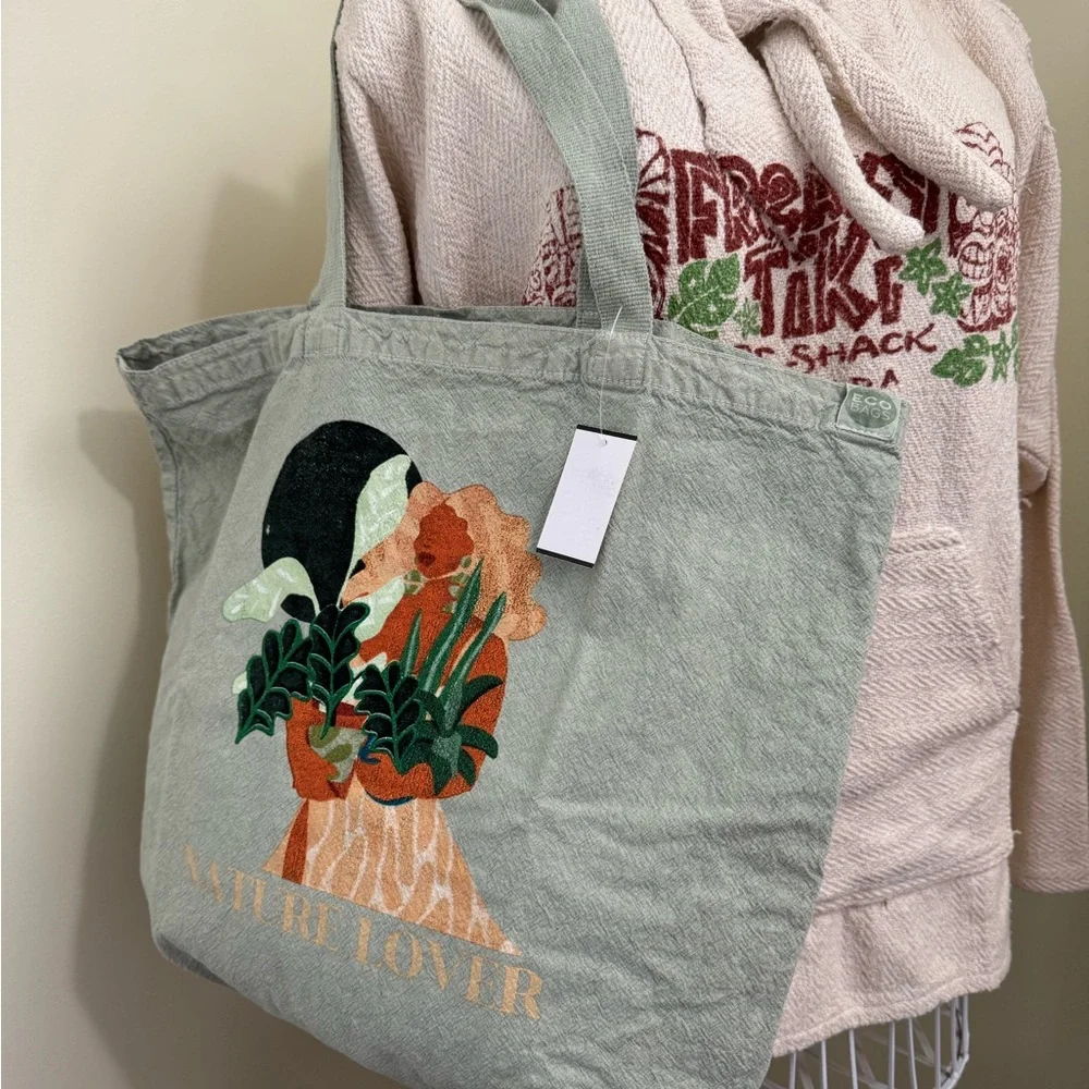 NEW Urban Outfitters Nature Lover Sage Green Eco Tote Bag
